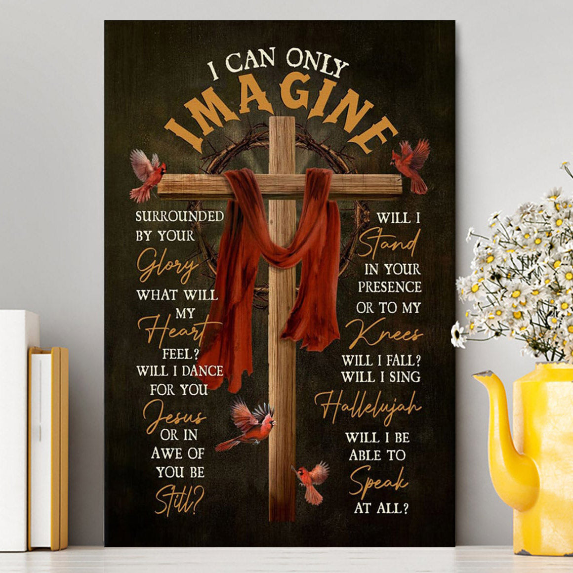 Cross With Red Cloth I Can Only Imagine Canvas Wall Art - Christian Canvas Prints - Religious Wall Decor