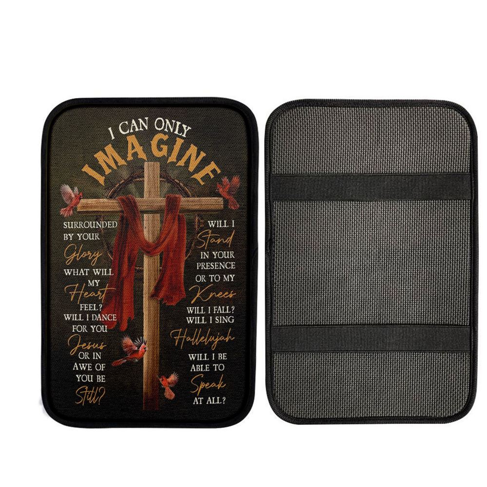 Cross With Red Cloth I Can Only Imagine Car Center Console Cover, Christian Car Accessories