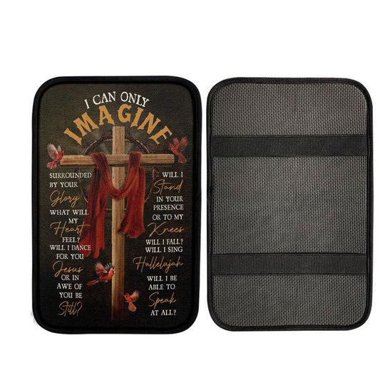 Cross With Red Cloth I Can Only Imagine Car Center Console Cover, Christian Car Accessories