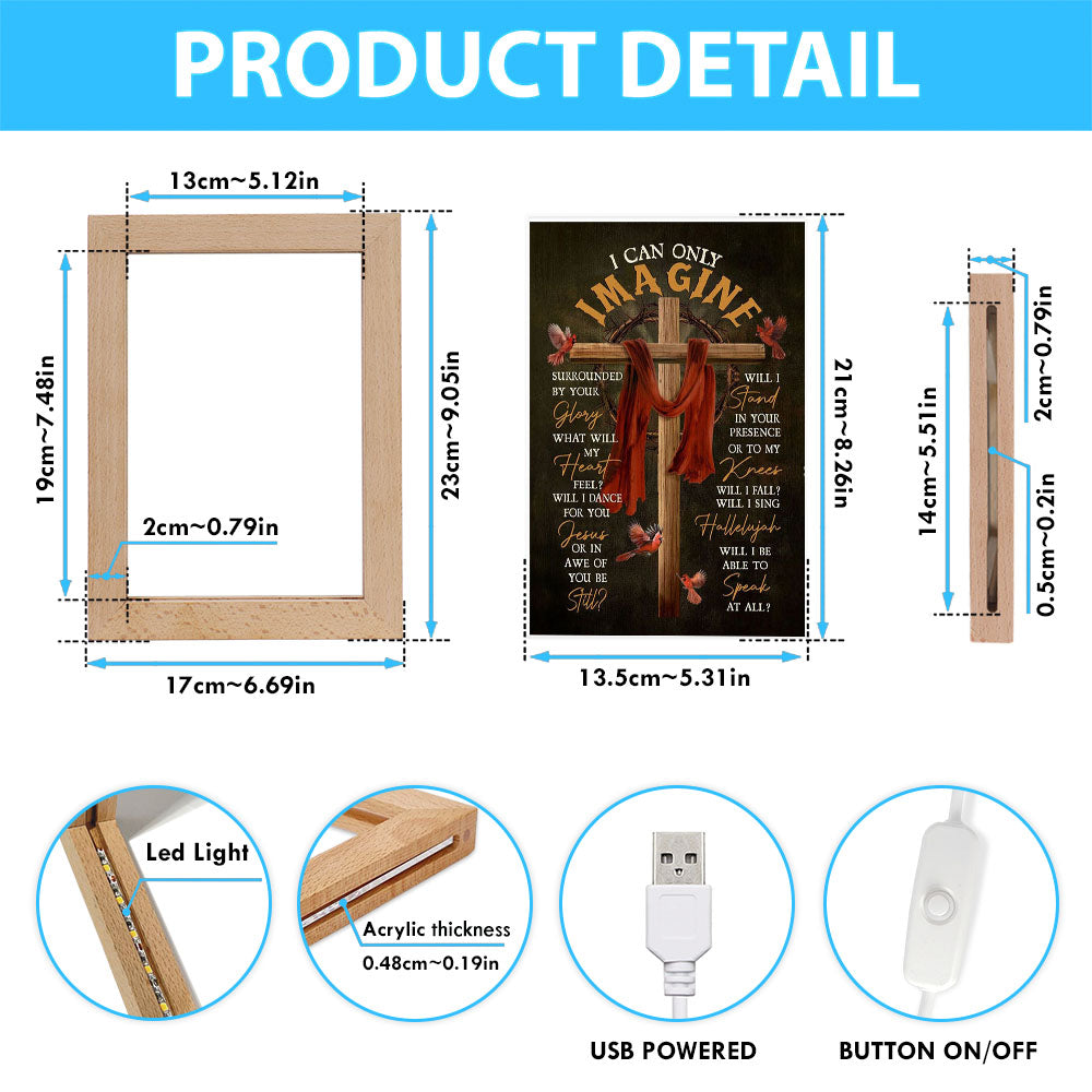 Cross With Red Cloth I Can Only Imagine Frame Lamp Art - Christian Night Light - Religious Decor