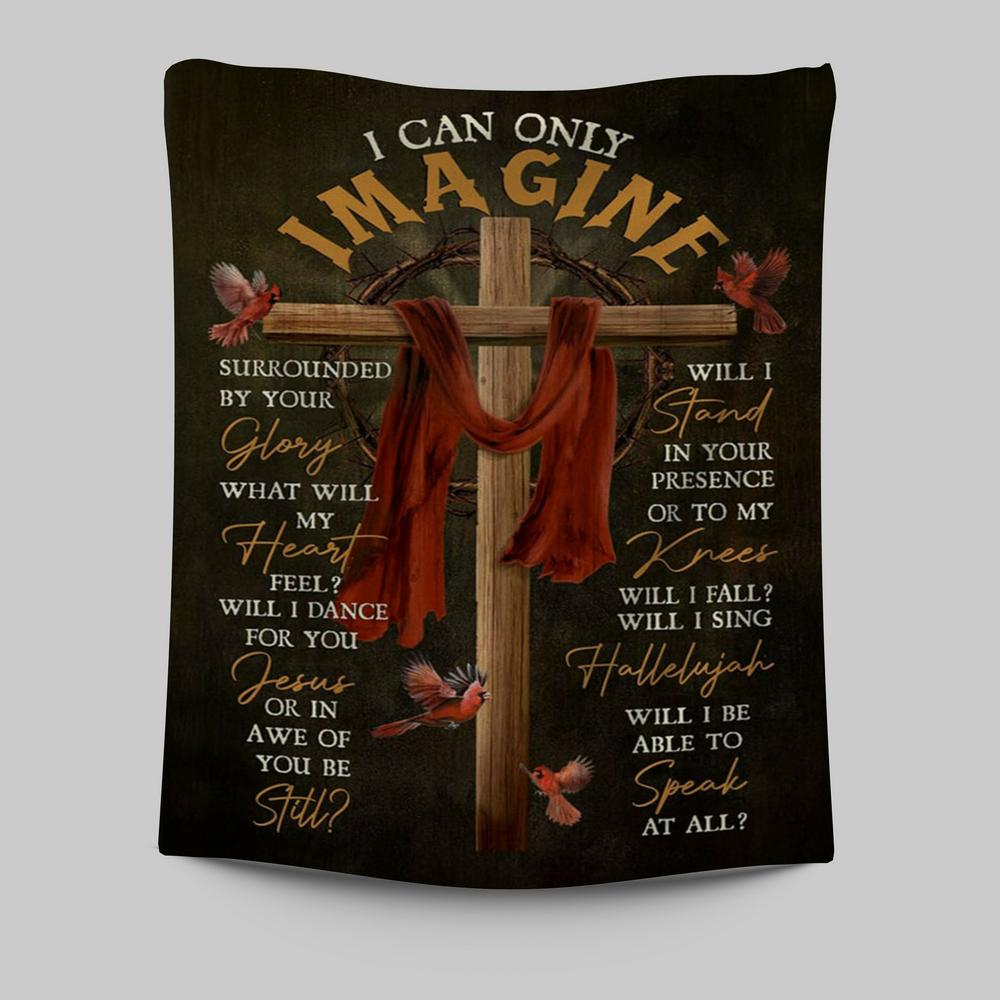 Cross With Red Cloth I Can Only Imagine Tapestry Wall Art - Christian Tapestries Prints - Religious Wall Decor