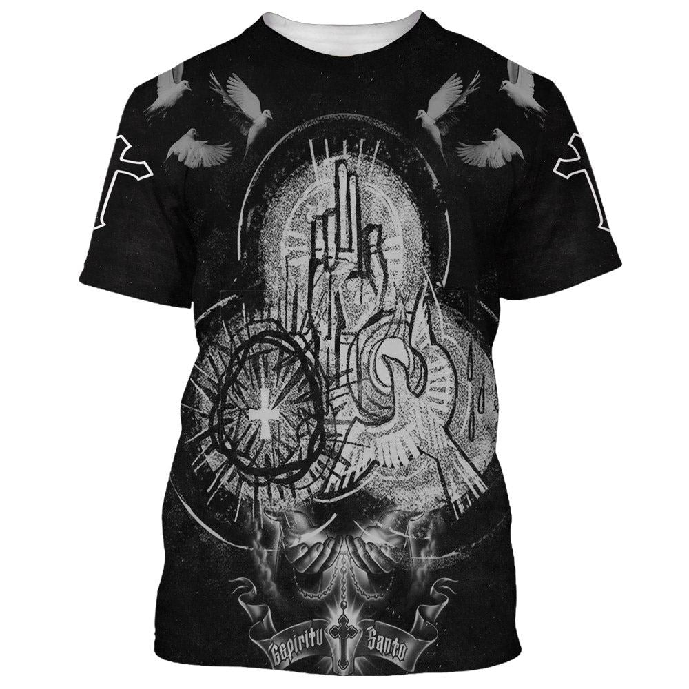 Cross With Rose All Over Print 3D T-Shirt, Gift For Christian, Jesus Shirt