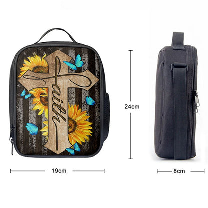 Cross With Sunflower Faith Lunch Bag, Christian Lunch Bag For School, Picnic, Religious Lunch Bag