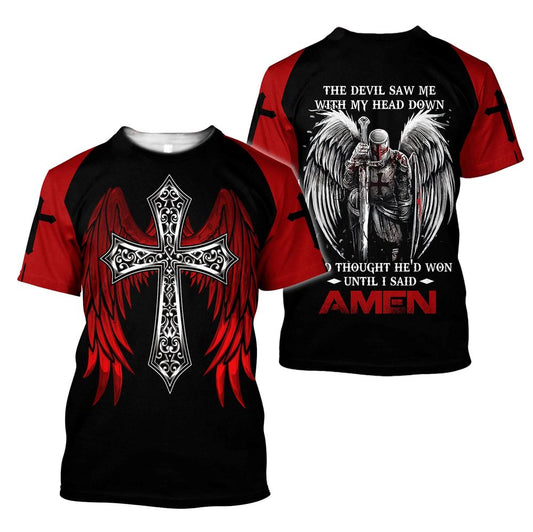 Cross With Wing Jesuss All Over Print 3D T-Shirt, Gift For Christian, Jesus Shirt
