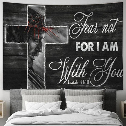 Crown Of Thorn, Jesus Cross, Fear Not For I Am With You Tapestry, Tapestries for Living Room Bedroom