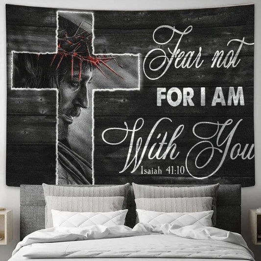 Crown Of Thorn, Jesus Cross, Fear Not For I Am With You Tapestry, Tapestries for Living Room Bedroom