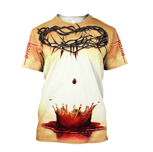 Crown Of Thorn Jesus Unisexs All Over Print 3D T-Shirt, Gift For Christian, Jesus Shirt