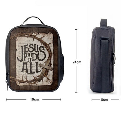 Crown Of Thorn Wooden Cross Lunch Bag, Christian Lunch Bag For School, Picnic, Religious Lunch Bag