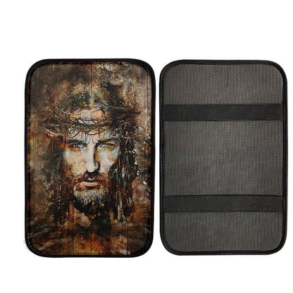 Crown Of Thorns Jesus Face Car Center Console Cover, Christian Car Accessories