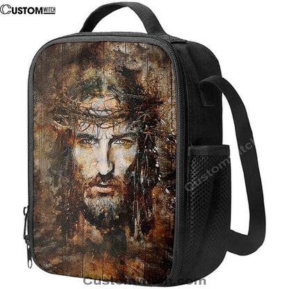Crown Of Thorns Jesus Face Lunch Bag, Christian Lunch Bag For School, Picnic, Religious Lunch Bag