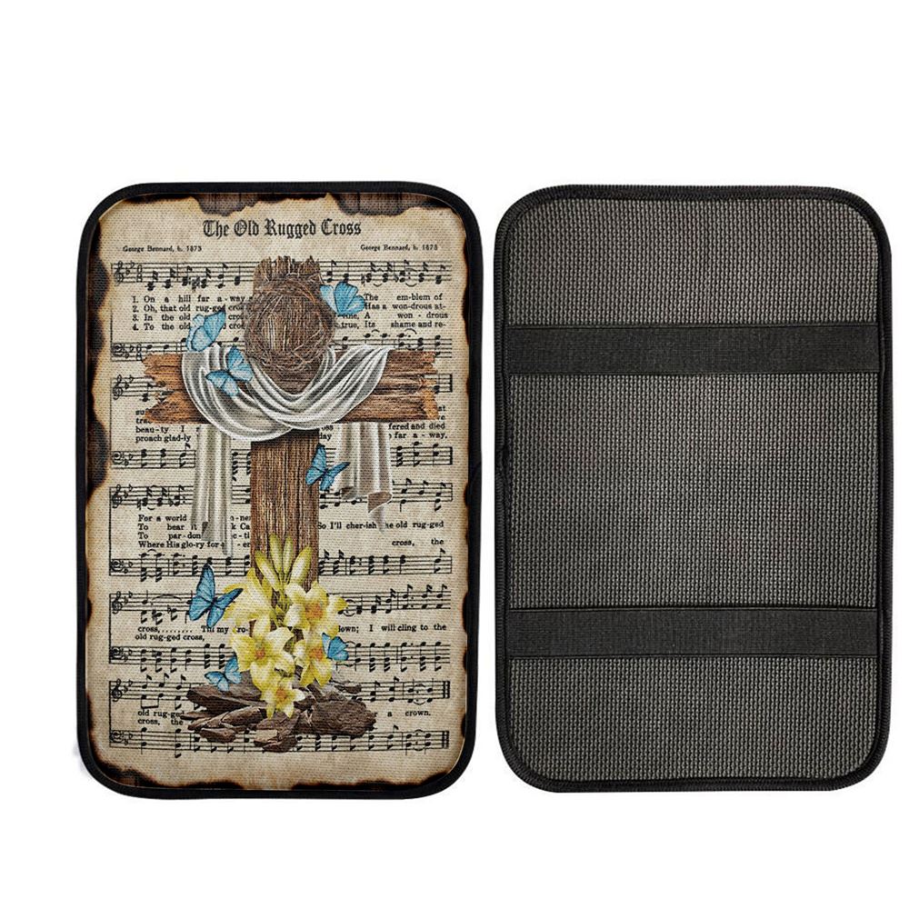 Crown Of Thorns Song Lyrics The Old Rugged Cross Car Center Console Cover, Christian Car Accessories