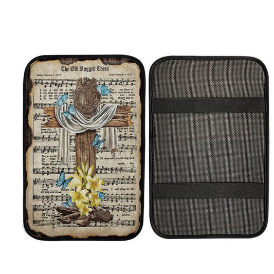 Crown Of Thorns Song Lyrics The Old Rugged Cross Car Center Console Cover, Christian Car Accessories