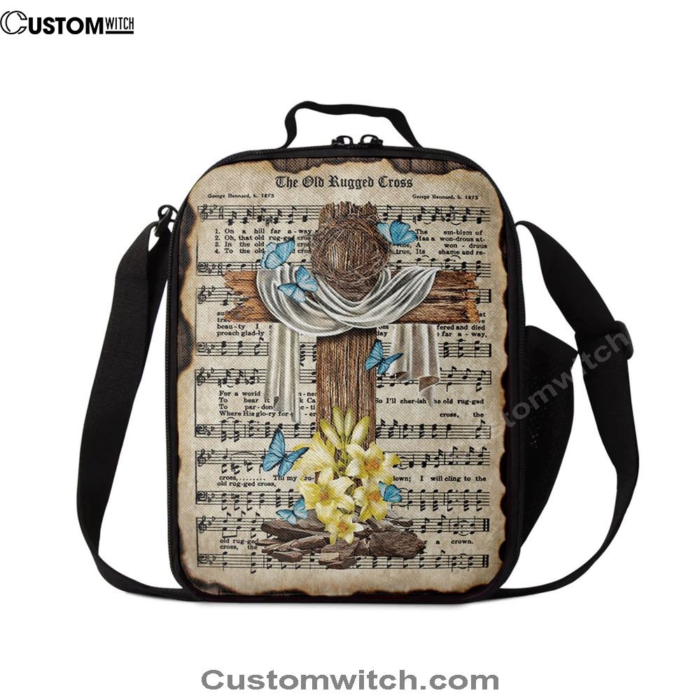 Crown Of Thorns Song Lyrics The Old Rugged Cross Lunch Bag, Christian Lunch Bag For School, Picnic, Religious Lunch Bag