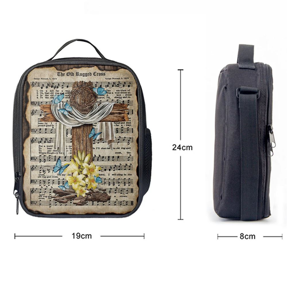 Crown Of Thorns Song Lyrics The Old Rugged Cross Lunch Bag, Christian Lunch Bag For School, Picnic, Religious Lunch Bag