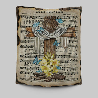 Crown Of Thorns Song Lyrics The Old Rugged Cross Tapestry Wall Art - Christian Wall Art Decor - Religious Tapestries Wall Hanging Prints