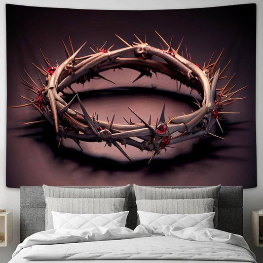 Crown Thorns Nails Symbols Christian Easter Realistic Tapestry Pictures - Faith Art - Christian Tapestry Wall Art Decor