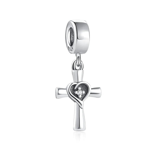 Crucifix 925 Sterling Silver Christian Charm For Bracelet, Religious Bracelets, Christian Gift