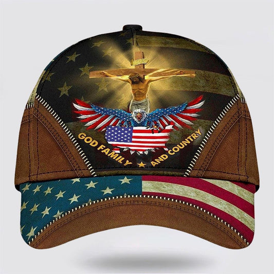 Crucifixion Of Jesus God Family And Country All Over Print Baseball Cap, God Cap, Gift Ideas For Male