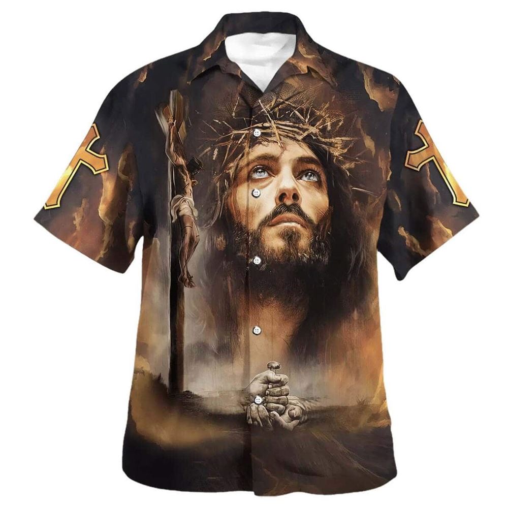 Crucifixion Of Jesus Hawaiian Shirt For Men, Christian Hawaiian Shirt, Gift For Christian