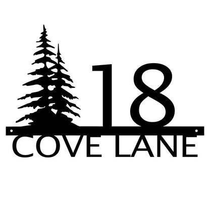 Custom Address Metal Signs With Tree For Rock Or Wall
