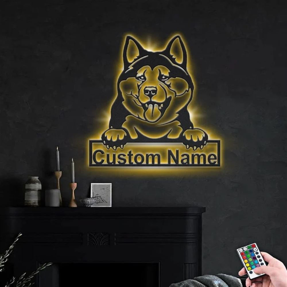Custom Akita Inu Dog Metal Sign, Led Lights Akita Inu Dog Metal Sign, Dog Lover Gift, Dog Wall Sign, Home Decor Sign