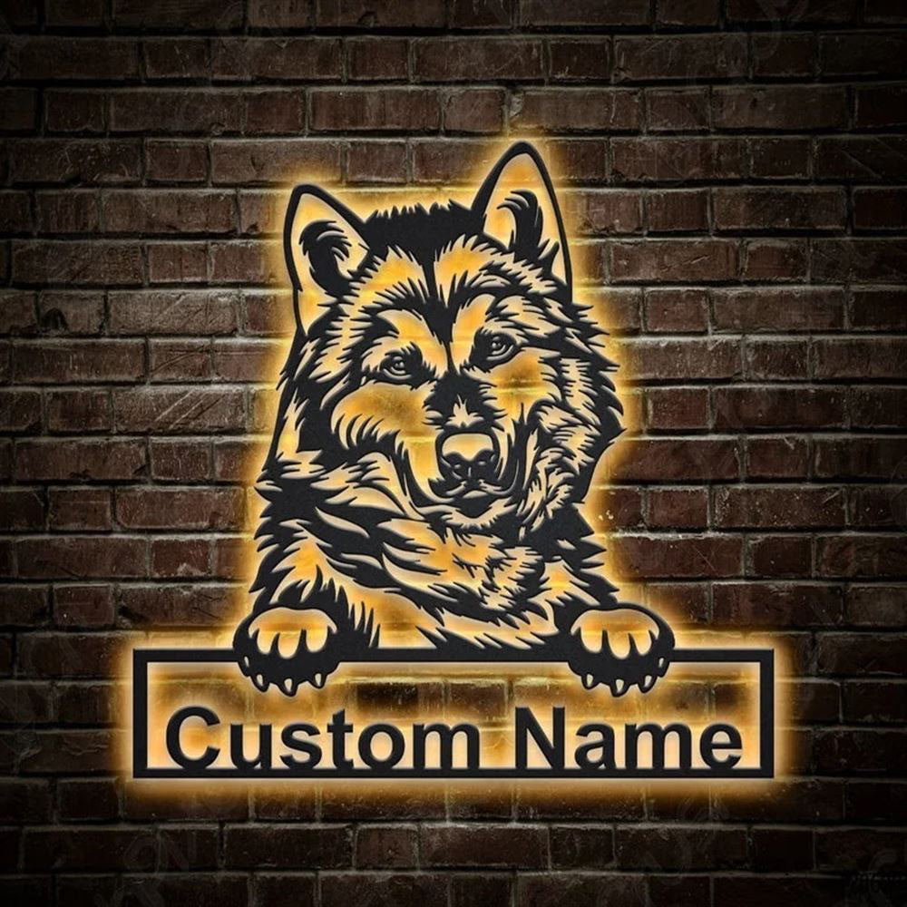 Custom Alaskan Malamute Dog Metal Sign, Led Lights CustomAlaskan Malamute Dog Sign, Dog Lover Gift, Dog Wall Sign, Home Decor Sign