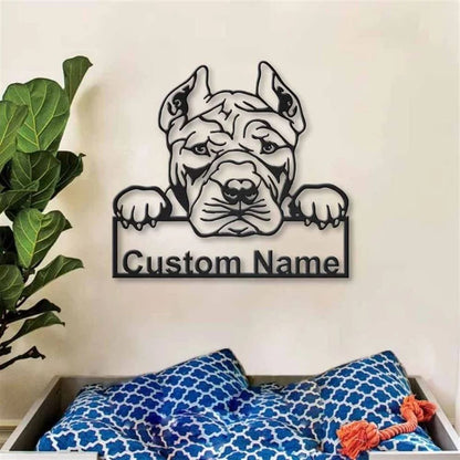 Custom American Bully Dog Metal Sign, Led Lights American Bully Metal Sign, Dog Lover Gift, Dog Wall Sign, Home Decor Sign