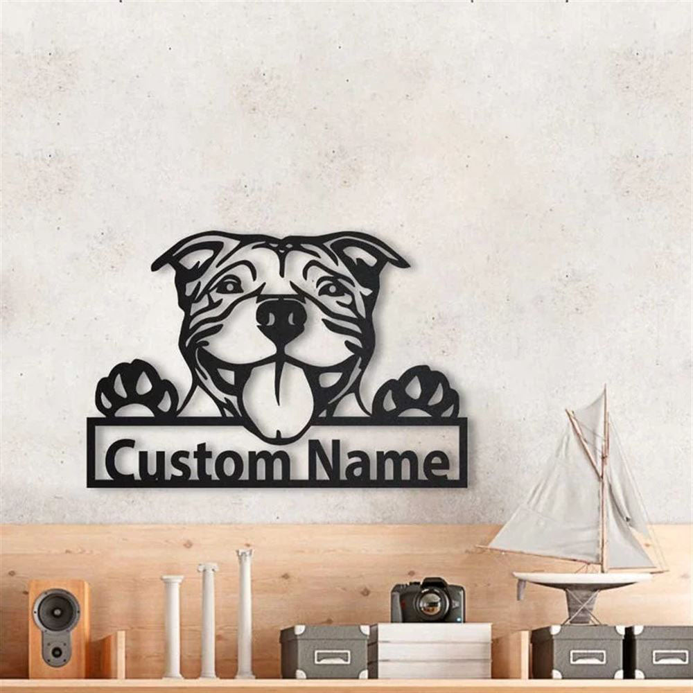 Custom American Pit Bull Dog Metal Sign, Led Lights American Pit Bull Dog Sign, Dog Lover Gift, Dog Wall Sign, Home Decor Sign