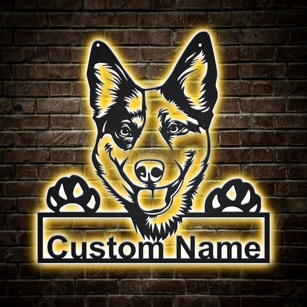 Custom Australian Cattle Dog Metal Sign, Led Lights Australian Cattle Sign, Dog Lover Gift, Dog Wall Sign, Home Decor Sign