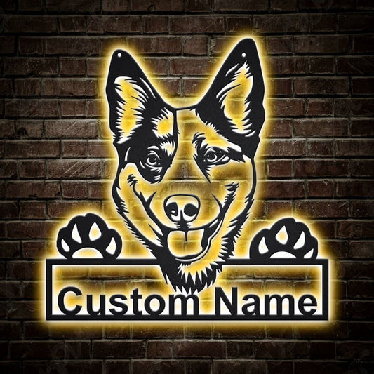 Custom Australian Cattle Dog Metal Sign, Led Lights Australian Cattle Sign, Dog Lover Gift, Dog Wall Sign, Home Decor Sign