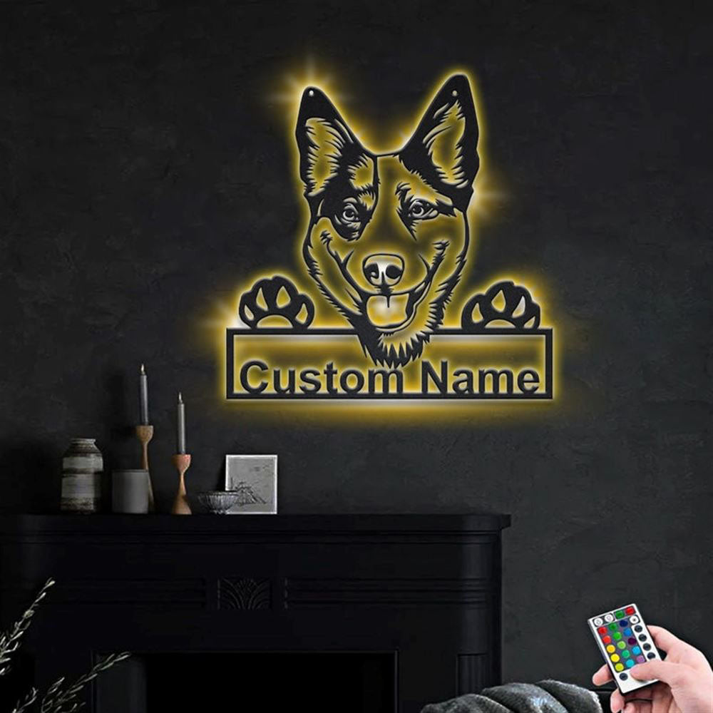 Custom Australian Cattle Dog Metal Sign, Led Lights Australian Cattle Sign, Dog Lover Gift, Dog Wall Sign, Home Decor Sign