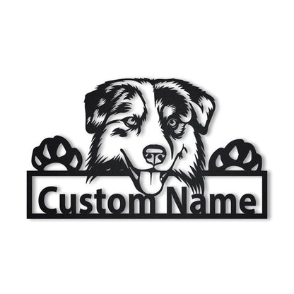 Custom Australian Shepherd Dog Metal Sign, Led Lights Australian Shepherd Metal Sign, Dog Lover Gift, Dog Wall Sign, Home Decor Sign