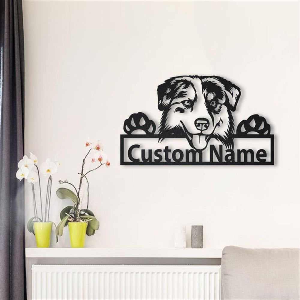 Custom Australian Shepherd Dog Metal Sign, Led Lights Australian Shepherd Metal Sign, Dog Lover Gift, Dog Wall Sign, Home Decor Sign