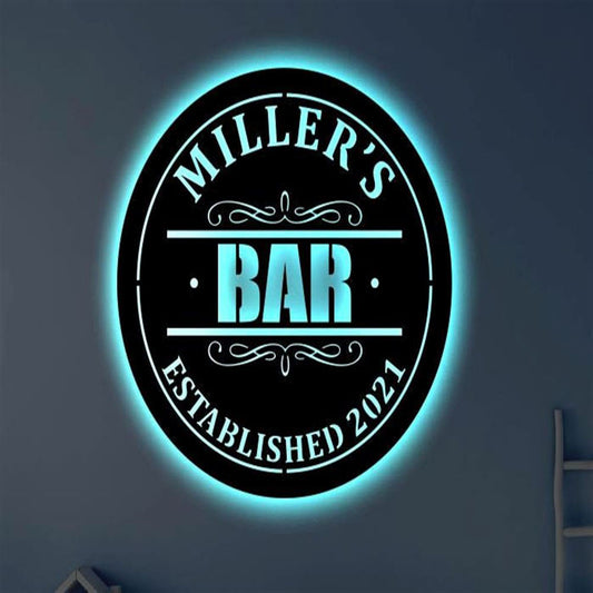 Custom Bar LED Metal Art Sign, Light Up Bar Metal Sign, Anniversary Gift, Home Decor Sign, Outdoor Sign, Wall Hanging Art