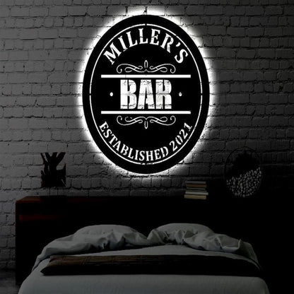 Custom Bar LED Metal Art Sign, Light Up Bar Metal Sign, Anniversary Gift, Home Decor Sign, Outdoor Sign, Wall Hanging Art