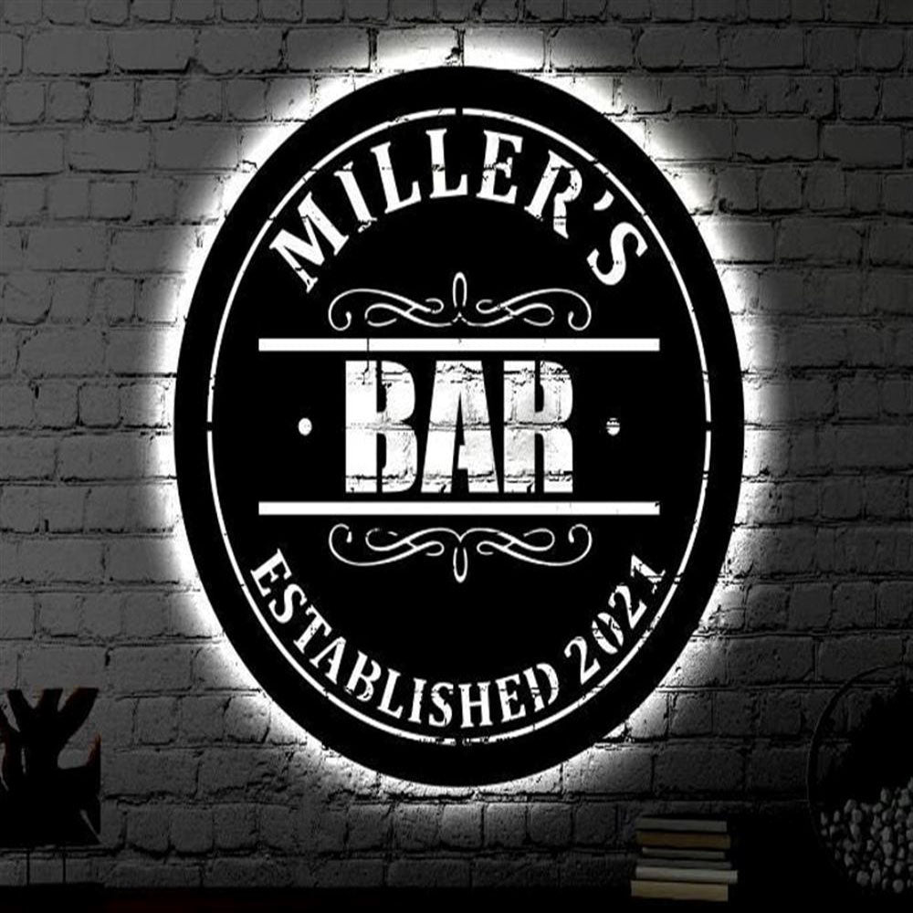Custom Bar LED Metal Art Sign, Light Up Bar Metal Sign, Anniversary Gift, Home Decor Sign, Outdoor Sign, Wall Hanging Art