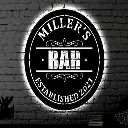 Custom Bar LED Metal Art Sign, Light Up Bar Metal Sign, Anniversary Gift, Home Decor Sign, Outdoor Sign, Wall Hanging Art