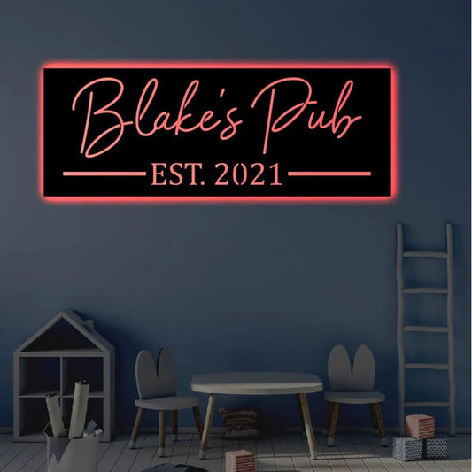 Custom Bar LED Metal Art Sign, Light Up Pub Metal Sign, Anniversary Gift, Home Decor Sign, Outdoor Sign, Wall Hanging Art