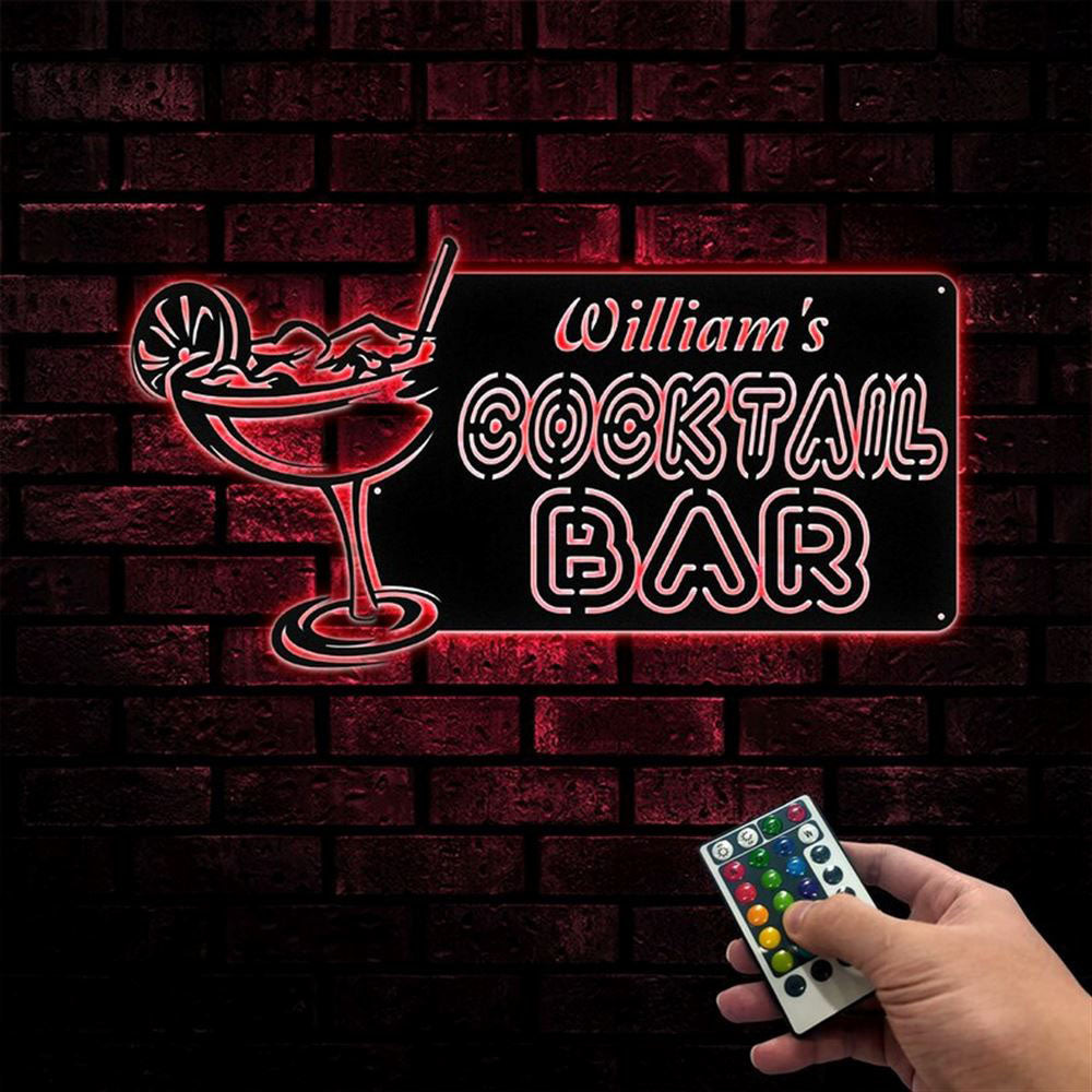 Custom Bar Metal Sign, Cocktail Bar Decor Sign, Light Wall Decor Art, Anniversary Gift, Home Decor Sign, Outdoor Sign, Wall Hanging Art