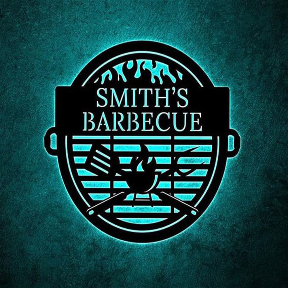 Custom Barbeque Metal Sign, Led Light Grill & Chill Sign, BBQ Signs, Anniversary Gift, Home Decor Sign, Outdoor Sign, Wall Hanging Art