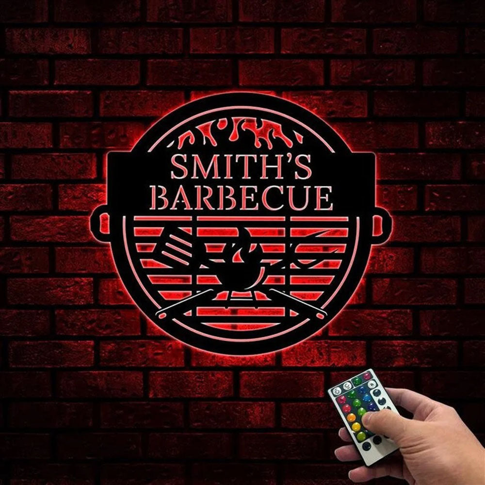 Custom Barbeque Metal Sign, Led Light Grill & Chill Sign, BBQ Signs, Anniversary Gift, Home Decor Sign, Outdoor Sign, Wall Hanging Art