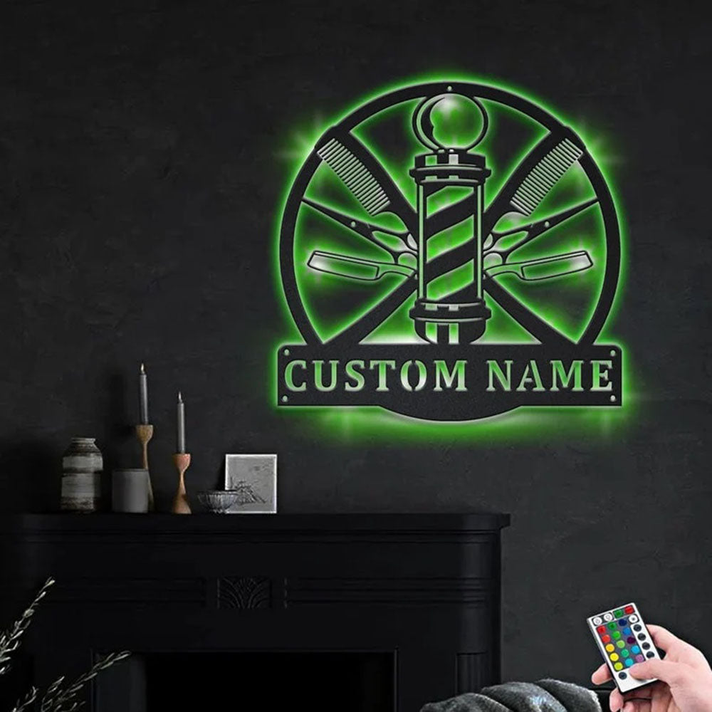 Custom Barber Hair Stylist Metal Sign, Led Lights Barber Hair Stylist Metal Sign, Anniversary Gift, Home Decor Sign, Outdoor Sign, Wall Hanging Art