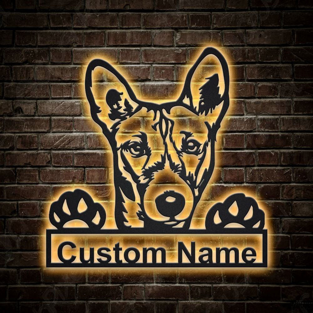 Custom Basenji Dog Metal Sign, Led Lights Basenji Dog Sign, Dog Lover Gift, Dog Wall Sign, Home Decor Sign