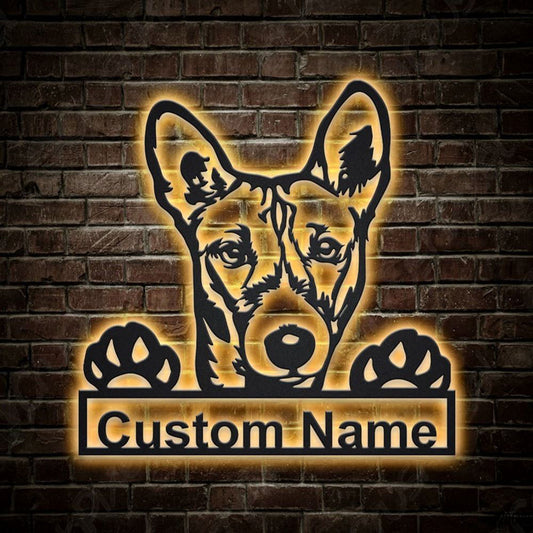 Custom Basenji Dog Metal Sign, Led Lights Basenji Dog Sign, Dog Lover Gift, Dog Wall Sign, Home Decor Sign