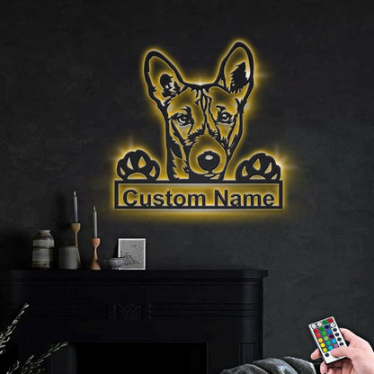 Custom Basenji Dog Metal Sign, Led Lights Basenji Dog Sign, Dog Lover Gift, Dog Wall Sign, Home Decor Sign