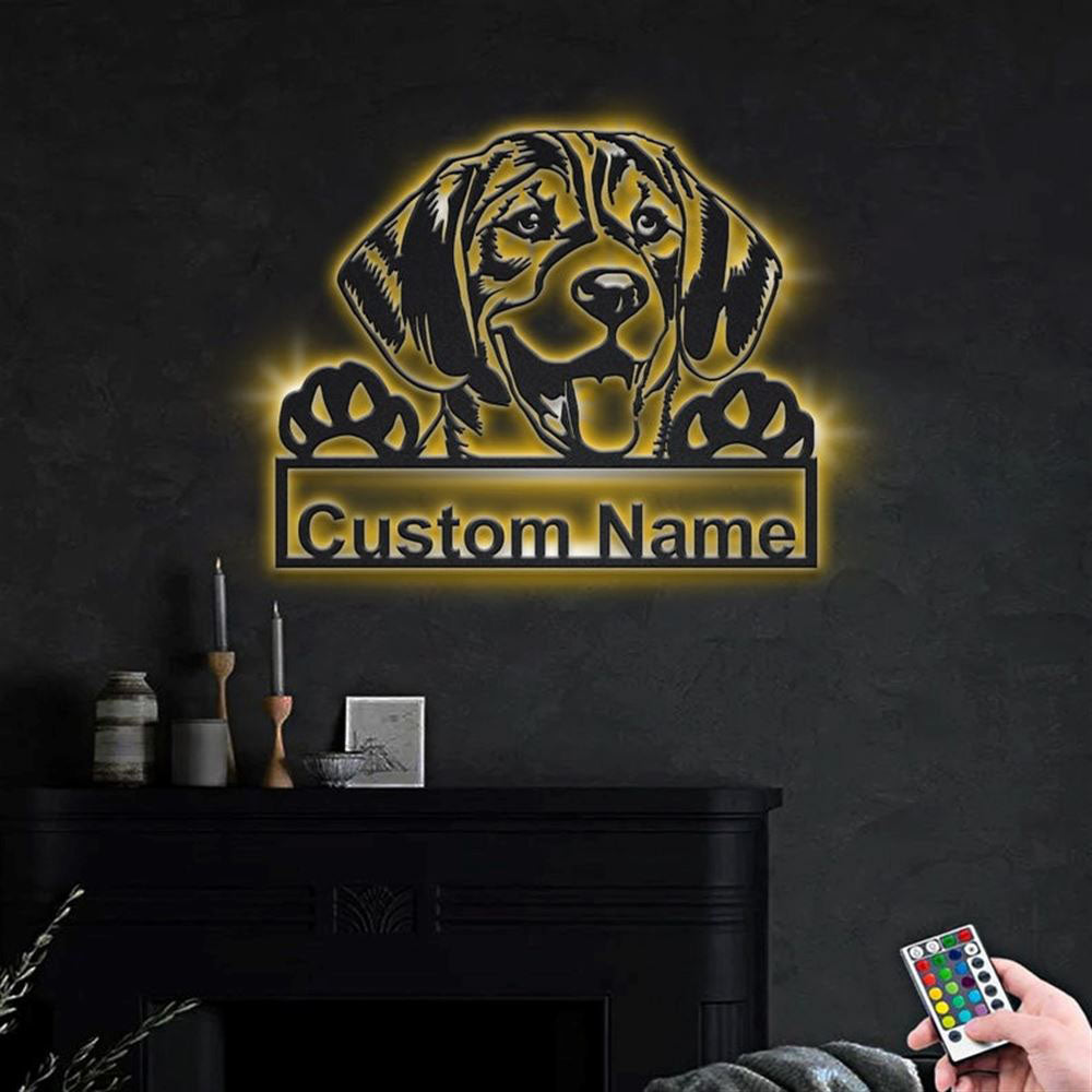 Custom Beagle Dog Metal Sign, Led Lights Beagle Dog Metal Sign, Dog Lover Gift, Dog Wall Sign, Home Decor Sign