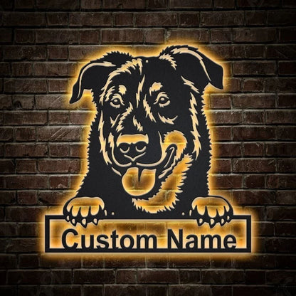 Custom Beauceron Dog Metal Sign, Led Lights Beauceron Sign, Dog Lover Gift, Dog Wall Sign, Home Decor Sign