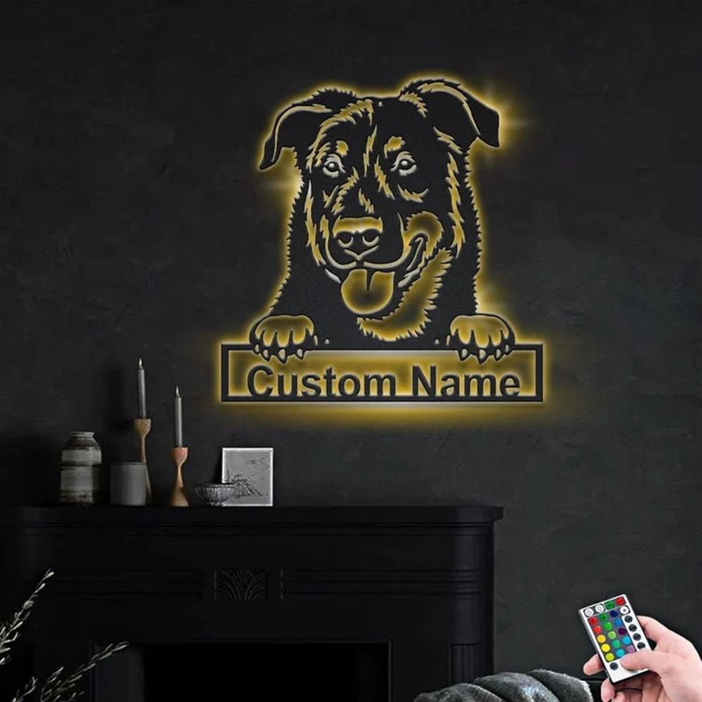 Custom Beauceron Dog Metal Sign, Led Lights Beauceron Sign, Dog Lover Gift, Dog Wall Sign, Home Decor Sign