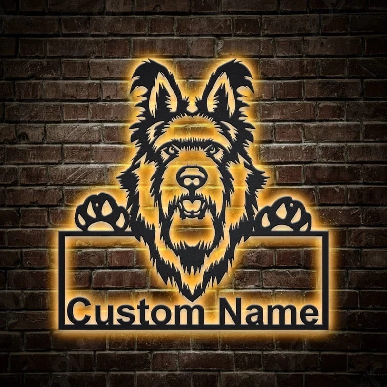 Custom Berger Picard Dog Metal Sign, Led Lights Berger Picard Sign, Dog Lover Gift, Dog Wall Sign, Home Decor Sign