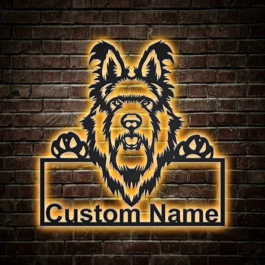 Custom Berger Picard Dog Metal Sign, Led Lights Berger Picard Sign, Dog Lover Gift, Dog Wall Sign, Home Decor Sign